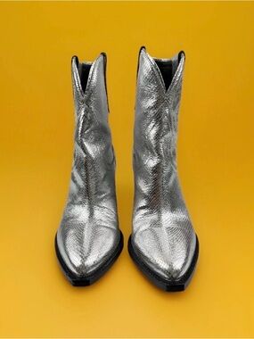 Isabel Marant Western Boots Metallic Animal Print Embossed Leather MSRP $1,395